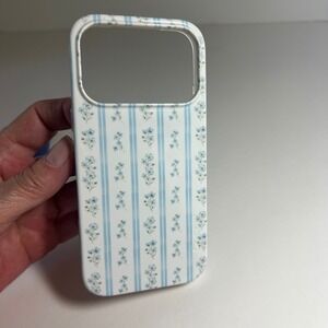 Casely Blue Floral Striped MagSafe iPhone Case Cottagecore Coquette Blue White
